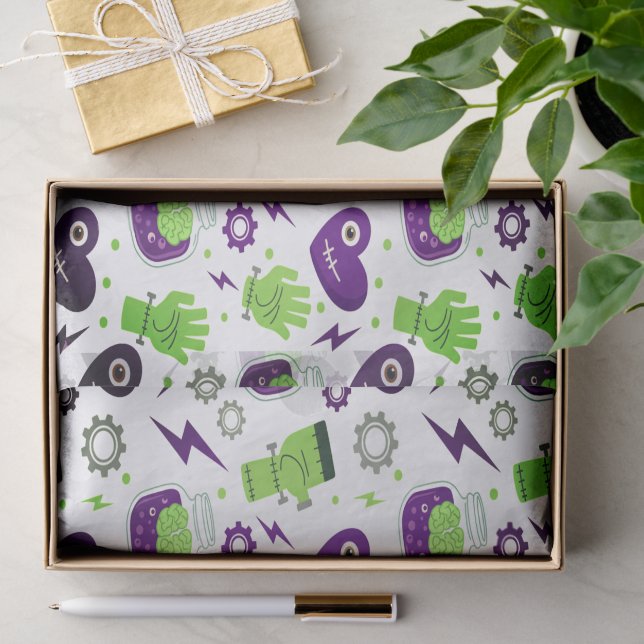 Frankenstein Halloween Illustration Cute  Tissue Paper (Gift)