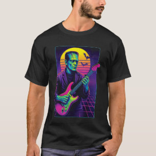 Frankenstein Halloween Monster Playing Guitar 80s T-Shirt