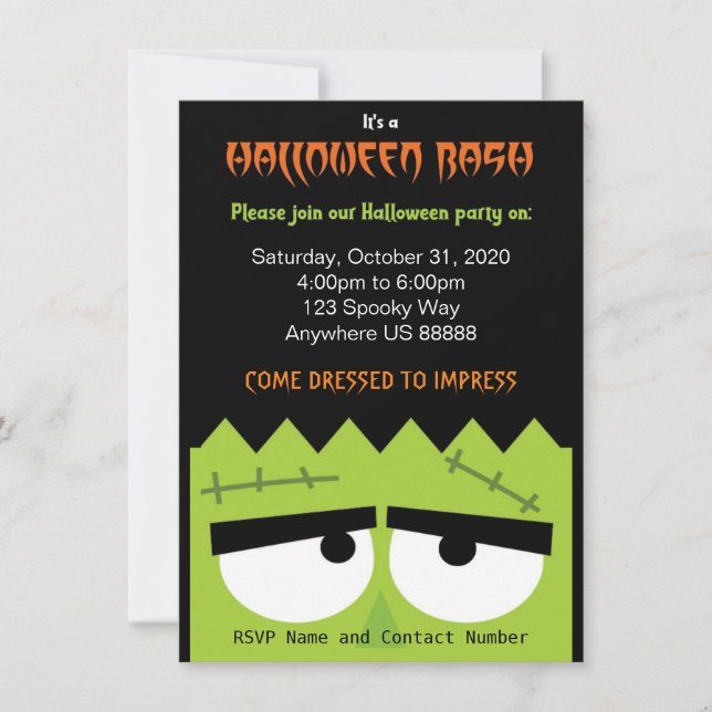 Frankenstein Halloween Party Invitation (Front)