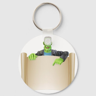 Frankenstein Halloween Sign Scroll Key Ring