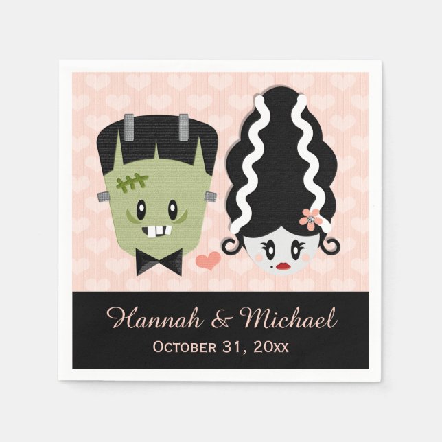 Frankenstein Halloween Wedding Napkin (Front)