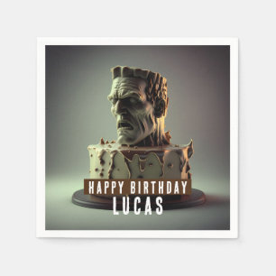 Frankenstein Head Birthday  Chocolate Cake -  Napkin