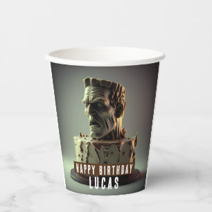 Frankenstein Head Birthday Chocolate Cake - Paper Cups