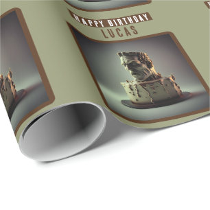 Frankenstein Head Chocolate Cake Wrapping Paper