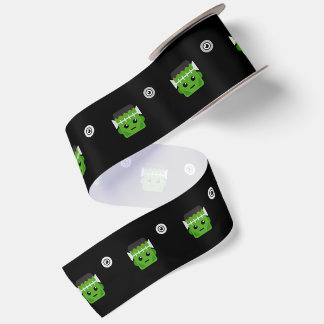 FRANKENSTEIN HEAD PATTERN SATIN RIBBON