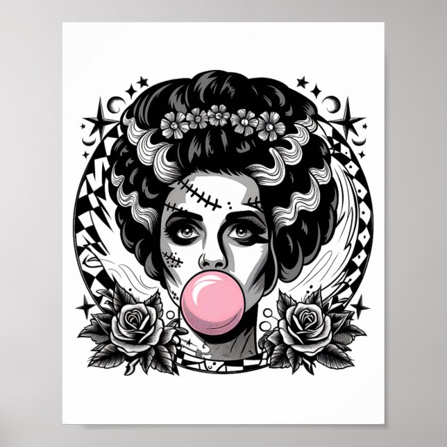 Frankenstein Monster And Bride Bubble Gum Funny Ha Poster (Front)