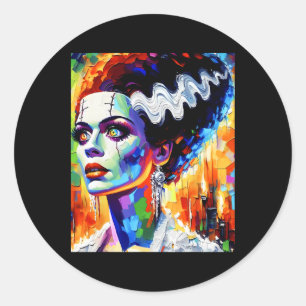 Frankenstein Monster And Bride Halloween Matching  Classic Round Sticker