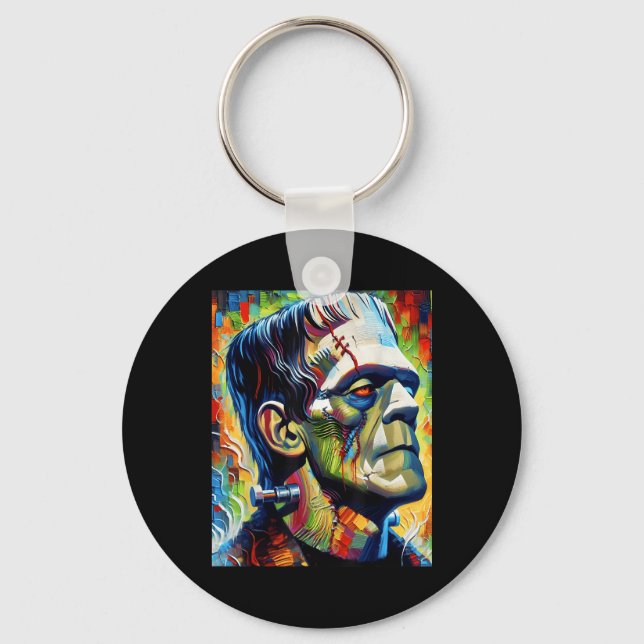 Frankenstein Monster And Bride Halloween Matching  Key Ring (Front)