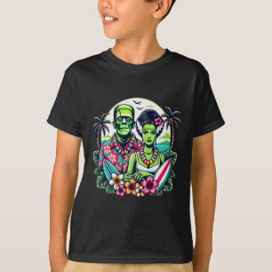Frankenstein Monster And Bride Tropical Hawaiian B T-Shirt