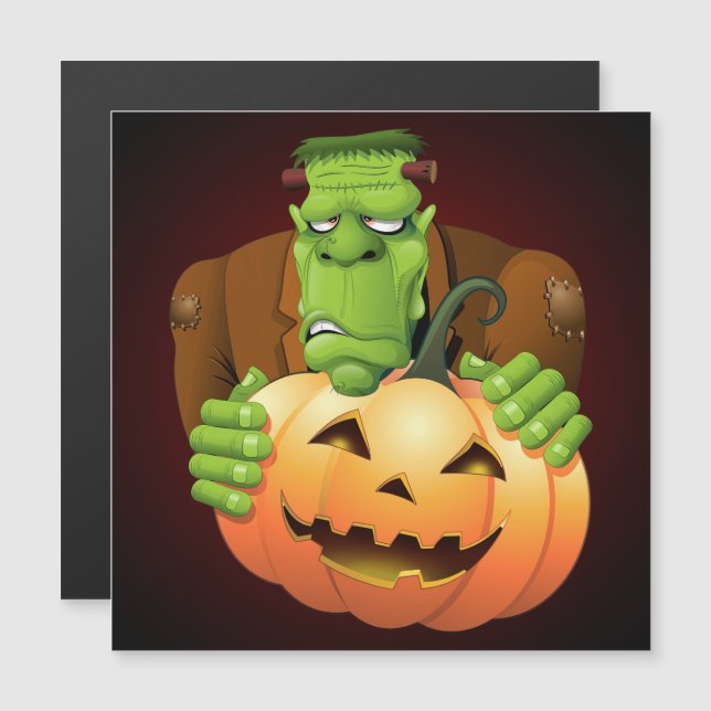 Frankenstein Monster Cartoon with Pumpkin (Front/Back)