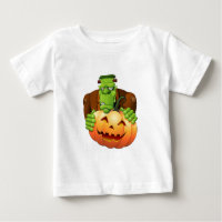 Frankenstein Monster Cartoon with Pumpkin