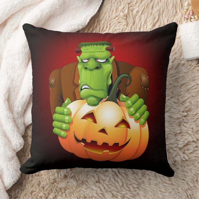 Frankenstein Monster Cartoon with Pumpkin Cushion (Blanket)
