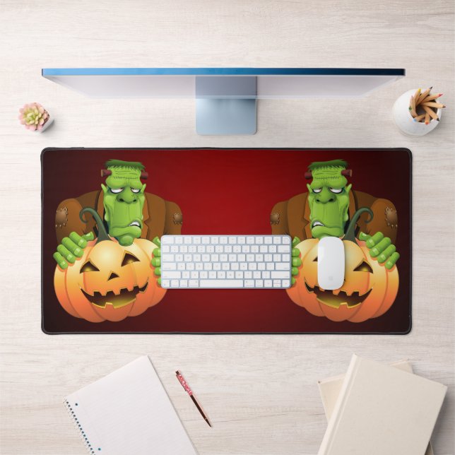Frankenstein Monster Cartoon with Pumpkin Desk Mat (Office 1)