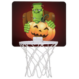 Frankenstein Monster Cartoon with Pumpkin Mini Basketball Hoop