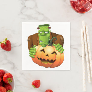Frankenstein Monster Cartoon with Pumpkin Napkin
