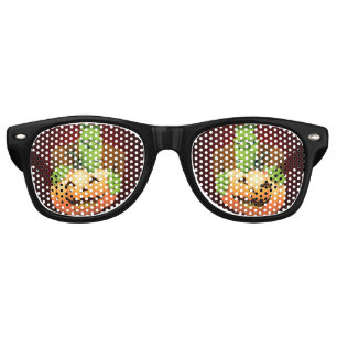 Frankenstein Monster Cartoon with Pumpkin Retro Sunglasses