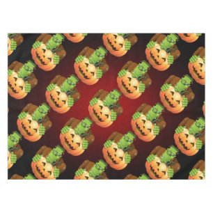 Frankenstein Monster Cartoon with Pumpkin Tablecloth