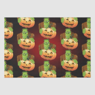 Frankenstein Monster Cartoon with Pumpkin Tissue Paper