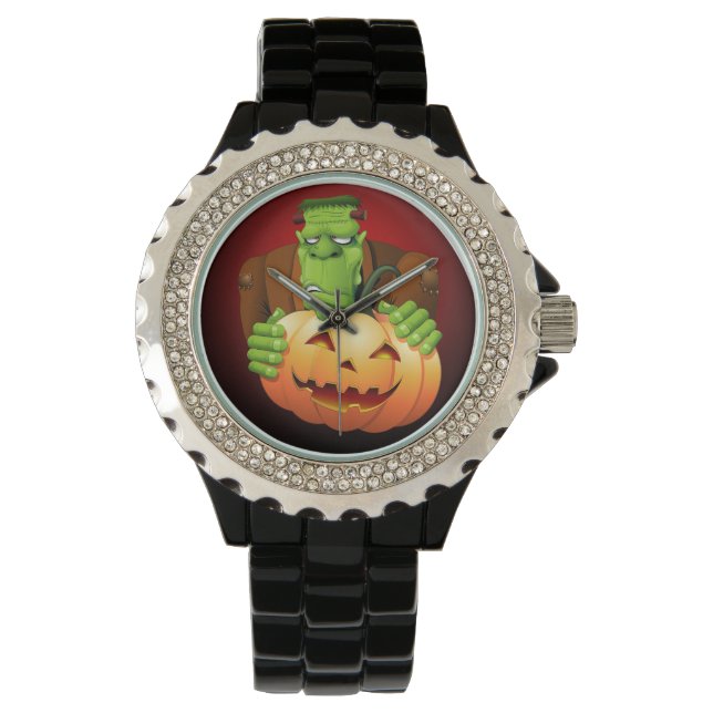Frankenstein Monster Cartoon with Pumpkin Watch (Front)