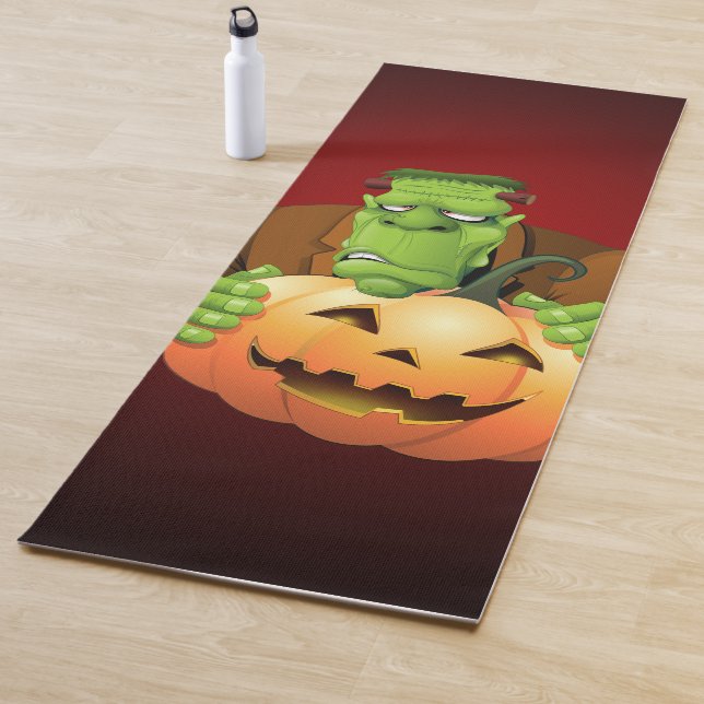 Frankenstein Monster Cartoon with Pumpkin Yoga Mat (In Situ)