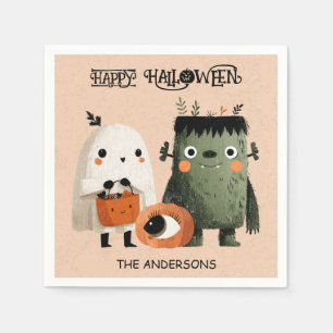 Frankenstein Monster& Ghost Spooky Cute Halloween Napkin