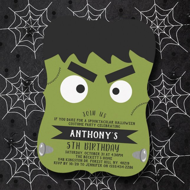 Frankenstein Monster Halloween Any Age Birthday Invitation (Creator Uploaded)