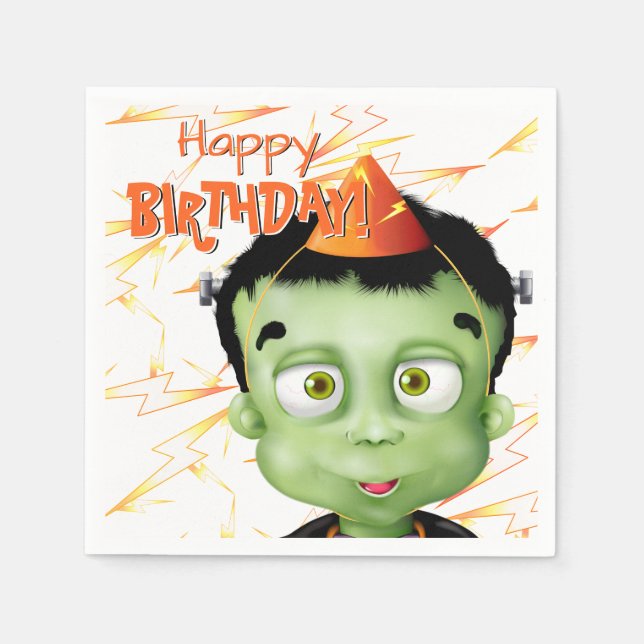 Frankenstein Monster Halloween Birthday Napkin (Front)