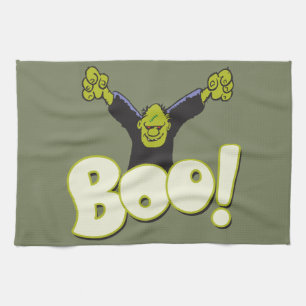 Frankenstein Monster Halloween Huge BOO Tea Towel