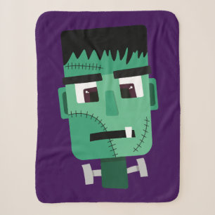 Frankenstein Monster Illustration Sherpa Blanket