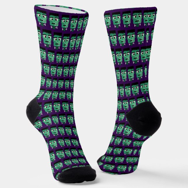 Frankenstein Monster Illustration Socks (Angled)