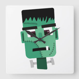 Frankenstein Monster Illustration Square Wall Clock