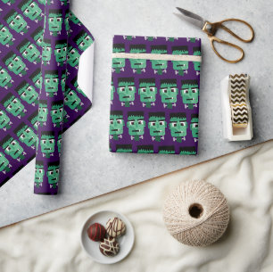Frankenstein Monster Illustration Wrapping Paper