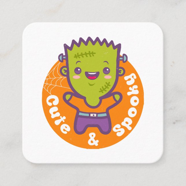 frankenstein monster square business card (Front)