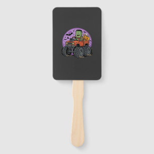 Frankenstein Monster Truck Halloween Graphic Desig Hand Fan