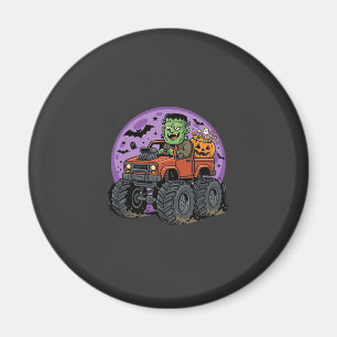 Frankenstein Monster Truck Halloween Graphic Desig Magnet