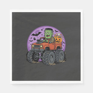 Frankenstein Monster Truck Halloween Graphic Desig Napkin