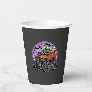 Frankenstein Monster Truck Halloween Graphic Desig Paper Cups