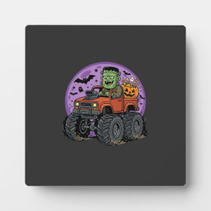 Frankenstein Monster Truck Halloween Graphic Desig Plaque