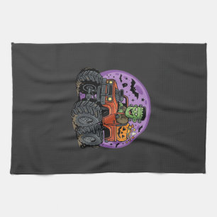 Frankenstein Monster Truck Halloween Graphic Desig Tea Towel