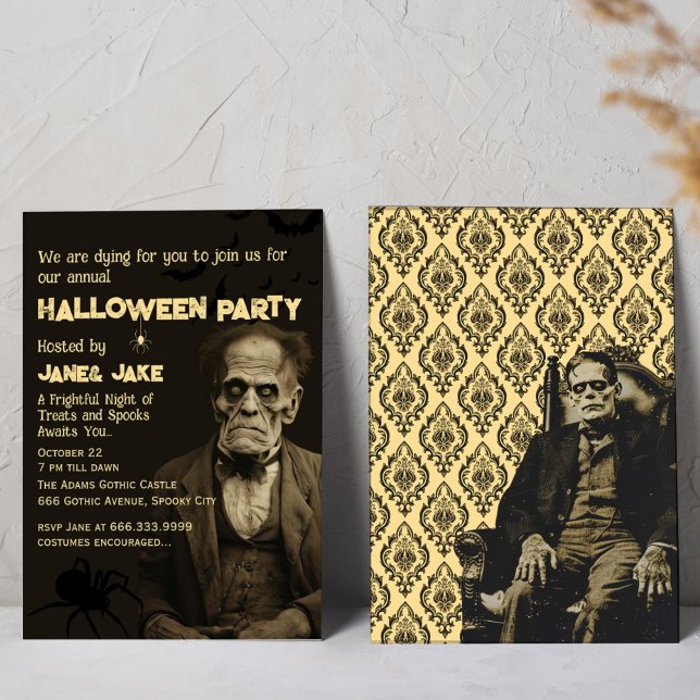 Frankenstein Monster Vintage Halloween Adult Party Invitation (Creator Uploaded)