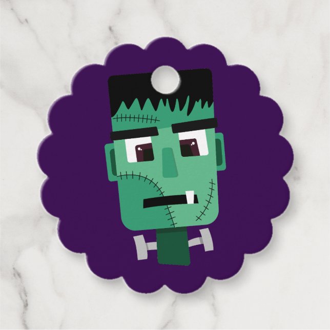 Frankenstein Monster's Head Favour Tags (Front)