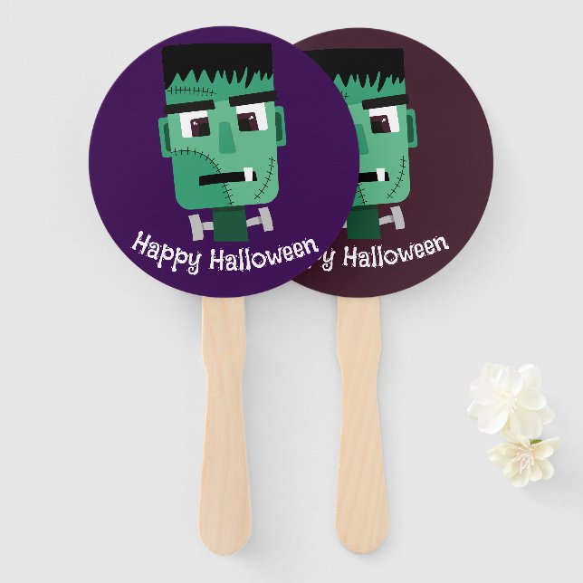 Frankenstein Monster's Head Hand Fan (Front and Back)