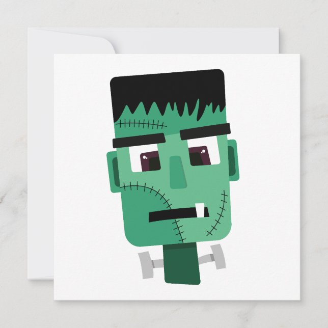 Frankenstein Monster's Head Holiday Card (Front)