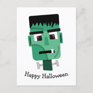 Frankenstein Monster's Head Holiday Postcard