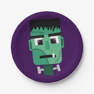 Frankenstein Monster's Head Paper Plate