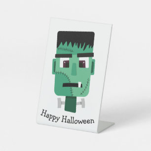 Frankenstein Monster's Head Pedestal Sign