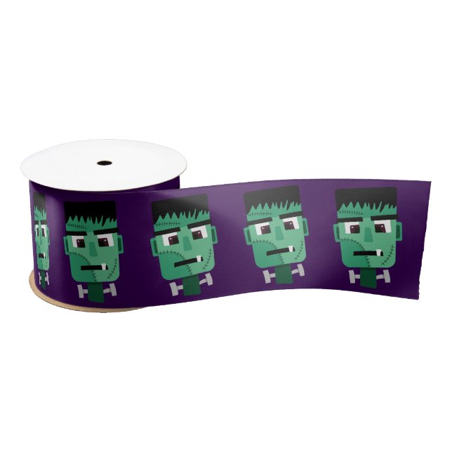 Frankenstein Monster's Head Satin Ribbon (Spool)