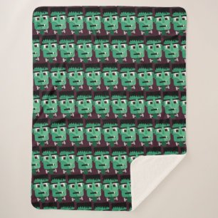 Frankenstein Monster's Head Sherpa Blanket