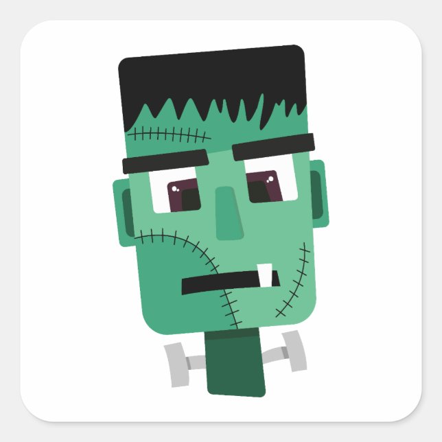 Frankenstein Monster's Head Square Sticker (Front)