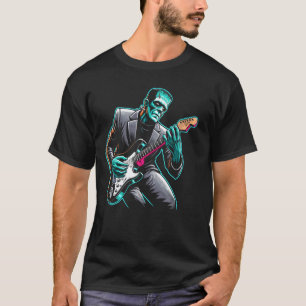 Frankenstein Playing Rock Guitar Retro 90's Franke T-Shirt